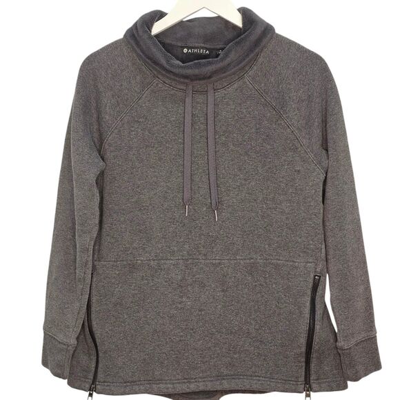 Athleta Cowl Neck Fleece Lined Cozy Gray Pullover Sweatshirt Small Athleisure - Picture 1 of 8